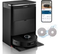 Bosch Spotless Max Cam BCRDW3BX, Robot aspirateur-Laveur avec caméra Smart Vision, serpillère rotative, 11 000 Pa, Station de Service sèche-Humide, Application Home Connect, Noir