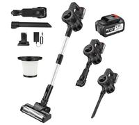 Aspirateur sans fil 15 000 PA 6 en 1, avec batterie de 3000 mAh, ultra léger, sans fil, avec filtre HEPA, LED, pour sols durs, tapis, poils d'animaux
