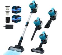 Aspirateur sans fil pour batterie Makita 18 V, 132 W, 2 niveaux, puissant, 16 000 Pa, sans fil, avec grand réservoir à poussière de 800 ml, pour voiture, maison (bleu, 2 piles)