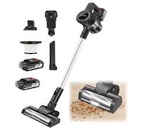 Aspirateur sans fil sans balai 15 KPA puissant pour animaux de compagnie avec 2 batteries, jusqu'à 65 minutes d'autonomie, projecteur LED, aspirateur léger pour poils d'animaux, tapis, sols durs
