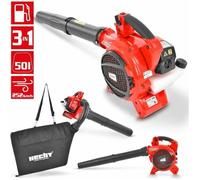 HECHT Aspirateur souffleur à essence - Avec moteur puissant à 2 temps et sac collecteur de 50 litres - Libérez votre jardin des feuilles et des débris confortablement, sans fil et rapidement