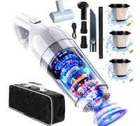 Aspirateur Voiture,15000PA Aspirateur à Main Portable Mini Aspirateur Voiture sans Fil Puissant Professionnel Humide et Sec pour la Maison,Le Canapé,la Cuisine,Les Animaux domestiques,Table,Blanc