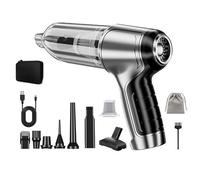 Aspirateur Vortex Compact Pro, Voiture Puissant sans Fil, Portable Aspirateur Convient Aux Poils d'animaux, Aux Voitures et à Un Domestique (1x Gris Argenté + 1 Brosse à Plancher + 6 Embouts)