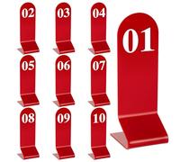 Aspire 10 Pièces Numéro de Tables en Acrylique de Mariage Restaurant, Signe de numéros de Style de Tente, Carte de Numéro de Table Double Face pour Restaurant-Rouge-numéro 1 à 10