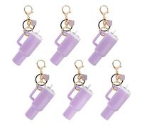 Aspire Lot de 6 mini porte-clés en forme de gobelet avec différentes breloques, accessoires mignons pour gobelet, sac à main, sac à dos, baume à lèvres, violet, Taille unique, Patte de chien