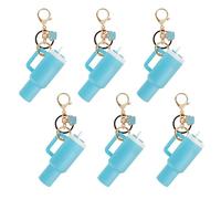 Aspire Lot de 6 mini porte-clés en forme de gobelet avec différentes breloques, accessoires mignons pour gobelet, sac à main, sac à dos, baume à lèvres, bleu, Taille unique, Patte de chien