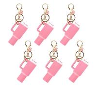 Aspire Lot de 6 mini porte-clés en forme de gobelet avec différentes breloques, accessoires mignons pour gobelet, sac à main, sac à dos, baume à lèvres, rose, Taille unique, Papillon
