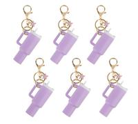 Aspire Lot de 6 mini porte-clés en forme de gobelet avec différentes breloques, accessoires mignons pour gobelet, sac à main, sac à dos, baume à lèvres, violet, Taille unique, Étoile de mer