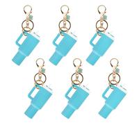 Aspire Lot de 6 mini porte-clés en forme de gobelet avec différentes breloques, accessoires mignons pour gobelet, sac à main, sac à dos, baume à lèvres, bleu, Taille unique, Papillon