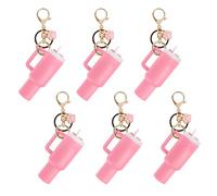 Aspire Lot de 6 mini porte-clés en forme de gobelet avec différentes breloques, accessoires mignons pour gobelet, sac à main, sac à dos, baume à lèvres, rose, Taille unique, Patte de chien