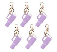 Aspire Lot de 6 mini porte-clés en forme de gobelet avec différentes breloques, accessoires mignons pour gobelet, sac à main, sac à dos, baume à lèvres, violet, Taille unique, Papillon