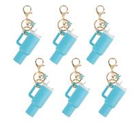 Aspire Lot de 6 mini porte-clés en forme de gobelet avec différentes breloques, accessoires mignons pour gobelet, sac à main, sac à dos, baume à lèvres, bleu, Taille unique, Étoile de mer