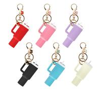 Aspire Lot de 6 mini porte-clés en forme de gobelet avec différentes breloques, accessoires mignons pour gobelet, sac à main, sac à dos, baume à lèvres, coloris assortis, Taille unique, Papillon