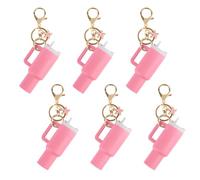 Aspire Lot de 6 mini porte-clés en forme de gobelet avec différentes breloques, accessoires mignons pour gobelet, sac à main, sac à dos, baume à lèvres, rose, Taille unique, Étoile de mer