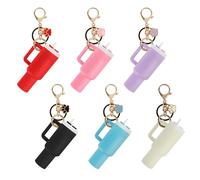 Aspire Lot de 6 mini porte-clés en forme de gobelet avec différentes breloques, accessoires mignons pour gobelet, sac à main, sac à dos, baume à lèvres, coloris assortis, Taille unique, Patte de chien