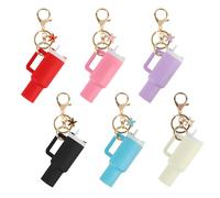 Aspire Lot de 6 mini porte-clés en forme de gobelet avec différentes breloques, accessoires mignons pour gobelet, sac à main, sac à dos, baume à lèvres, coloris assortis, Taille unique, Étoile de mer