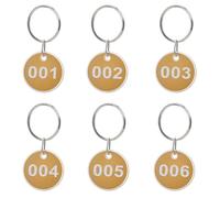 Aspire Metal Rim Key Tag Porte-clés numérotés 30mm, Numéro ID Tags Porte-clés 50 pcs, Jaune 1-50