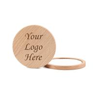 Aspire Miroir de maquillage compact rond personnalisé en bois, miroir cosmétique portable pour voyage, cadeau, marque professionnelle