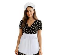 Aspire Tablier de Cuisine en Coton pour Femme Taille Basse Tablier en Dentelle avec Poche pour Le café, Le Restaurant, la Cuisine