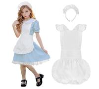 Aspire Tablier de Cuisine rétro en Coton Tablier blanc femme Tablier rétro à Volants Costume de ménage Tablier Servante