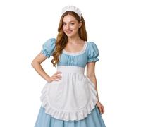 Aspire Tablier taille avec poches pour femme, Demi-tablier blanc à volants, Costume de servante en coton pour cosplay et pâtisserie