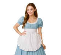 Aspire Tablier taille avec poches pour femme, Demi-tablier blanc à volants, Costume de servante en coton pour cosplay et pâtisserie