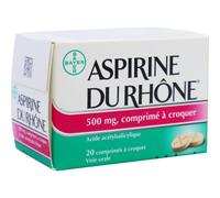 Aspirine Du Rhône Acide Acétylsalicylique 20 Comprimés À Croquer 500mg