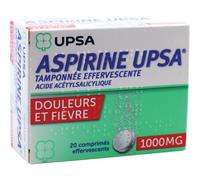 Aspirine UPSA Tamponnée Effervescente Acide Acétylsalicylique 1000mg Comprimés Effervescent 20