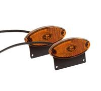 ASPÖCK Kit de 2 feux de gabarit LED Flatpoint II orange sur support universel 12V câble 0,5m avec réflecteur IP69K E9 lampes de position latérale pour remorque utilitaire