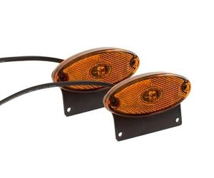 ASPÖCK Kit de 2 feux de gabarit LED Flatpoint II orange sur support universel 12V câble 0,5m avec réflecteur IP69K E9 lampes de position latérale pour remorque utilitaire