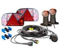 ASPÖCK Kit déclairage 2 Feux arrière 7 Fonctions 2 Feux de gabarit Faisceau 7m Prise 13 Broches connecteurs Rapides Set Complet à Montage Rapide pour remorque Plateau Auto