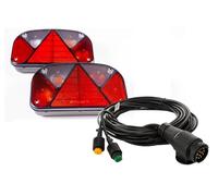 ASPÖCK Kit déclairage Multipoint II LED avec faisceau Mantes 7m prise 13 broches 12V connecteurs rapides feux arrière gauche et droit set complet robuste pour remorque plateau