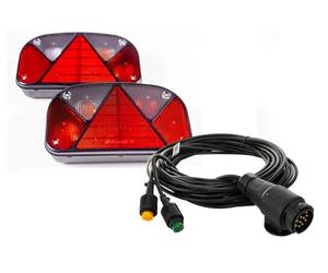 ASPÖCK Kit déclairage Multipoint II LED avec faisceau Mantes 7m prise 13 broches 12V connecteurs rapides feux arrière gauche et droit set complet robuste pour remorque plateau