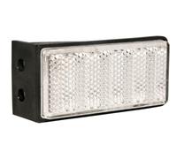 Aspöck Réflecteur Rectangulaire Blanc 76x34 mm avec Support | Élément réfléchissant blanc pour remorque, camion et dépanneuse. Montage stable sur châssis pour une sécurité nocturne.