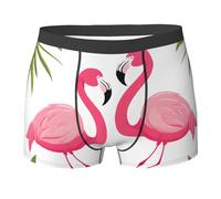 ASPOIJHN Boxer respirant pour homme (feuille de palmier et flamants roses) Sous-vêtements doux et extensibles confortables et légers à porter toute la journée, Couple de feuilles de palmier et