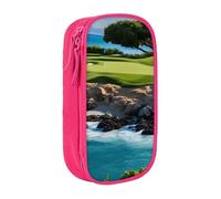 ASPOIJHN Grande trousse à crayons double couche (Hawaii Beach Golf Course) - Fournitures scolaires pour filles, garçons, adolescents, primaire moyen, rose, Taille unique, Étui à cravate