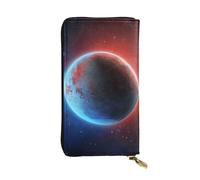 ASPOIJHN Portefeuille long imprimé (Space Planet Earth) pour femme avec fermeture éclair et poche pour cartes et pièces de monnaie, Noir , Taille unique