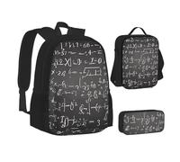 ASPOIJHN Sac à dos d'école mathématiques et sac à déjeuner pour filles, garçons, adolescents, enfants, primaire, rentrée scolaire, Noir , Taille unique, Ensemble cartable