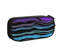 ASPOIJHN Trousse à crayons double couche avec motif camouflage violet et vert à rayures zébrées - Sac de rangement portable pour fournitures scolaires et de bureau, Rayures zèbre violet, bleu, vert,