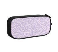 ASPOIJHN Trousse à crayons double couche avec motif imprimé feuilles violettes - Sac de rangement portable pour fournitures scolaires et de bureau, Motif imprimé feuille violette, Taille unique, Étui