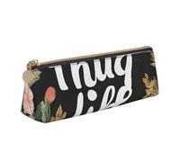 ASPOIJHN Trousse à crayons en cuir légère avec fermeture éclair pour adolescents, garçons, filles, adultes (Thug Life Flowers), blanc, Taille unique, Trousse de toilette