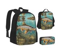 ASPOIJHN Trousse à crayons et sac à déjeuner pour filles, garçons, adolescents, enfants, primaire, milieu de la rentrée scolaire, Noir , Taille unique, Ensemble cartable