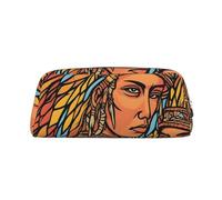 ASPOIJHN Trousse à crayons polyvalente en cuir avec motifs imprimés africains - Pochette de rangement élégante pour l'école, le bureau, la papeterie, les cosmétiques, les pièces de monnaie, Argenté.,