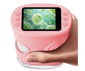 ASPOVEN Microscope Enfant Portable 1000X - Microscope Numérique avec Écran IPS 2 Pouces et 8 LED, Fonction Photo & Vidéo, Jouet Scientifique Cadeau pour Garçons et Filles (Rose)