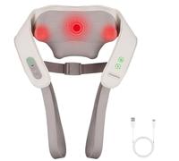 Aspria Appareil de Massage Cervicales et Dos 5D Shiatsu Sans Fil, Masseur Cou et Épaules avec Chaleur, 3 Modes, Mains Libres, Cuir PU, Recharge Type-C, Cadeau Bien-Être Homme Femme