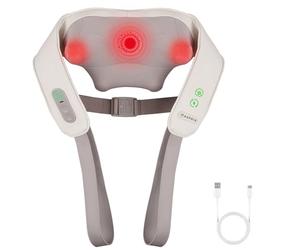 Aspria Appareil de Massage Cervicales et Dos 5D Shiatsu Sans Fil, Masseur Cou et Épaules avec Chaleur, 3 Modes, Mains Libres, Cuir PU, Recharge Type-C, Cadeau Bien-Être Homme Femme