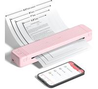 ASprink Imprimante Thermique Portable A4 Bluetooth - Mini Imprimante Mobile sans Encre 300 DPI pour Voyage, Bureau - Compatible iOS/Android - Rose