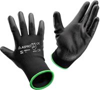 ASPRO 20 Paires de Gants Jardinage et Travail - Gants de Travail Noirs en Nylon Enduit de PU pour Construction, Jardinage, Mécanique, Manutention etc. - Gants de Manutention, taille 10 (XL)