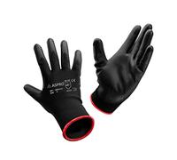 ASPRO 30 Paires de Gants Jardinage et Travail - Gants de Travail Noirs en Nylon Enduit de PU pour Construction, Jardinage, Mécanique, Manutention etc. - Gants de Manutention, taille 11 (XXL)