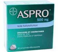 Aspro Effervescent 500mg Acide Acétylsalicylique 36 Comprimés Effervescents